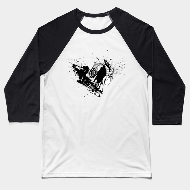 Ink Headphones Baseball T-Shirt by Saku_Design